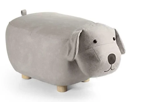 SGABELLO PUPPY A FORMA DI CANE IN SIMILPELLE 62X32 XH30 CM COLORE GRIGIO - MAURY'S