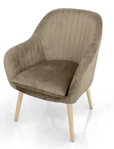 POLTRONA CON SEDUTA IN VELLUTO E GAMBE IN LEGNO 67X73XH81 CM COLORE TORTORA - MAURY'S