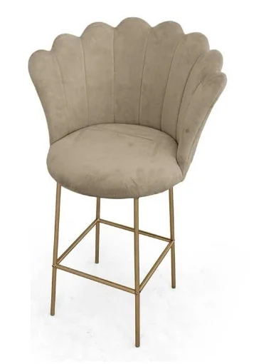 SGABELLO A FIORE CON SEDUTA IN VELLUTO 65X54XH104 CM COLORE TORTORA - MAURY'S