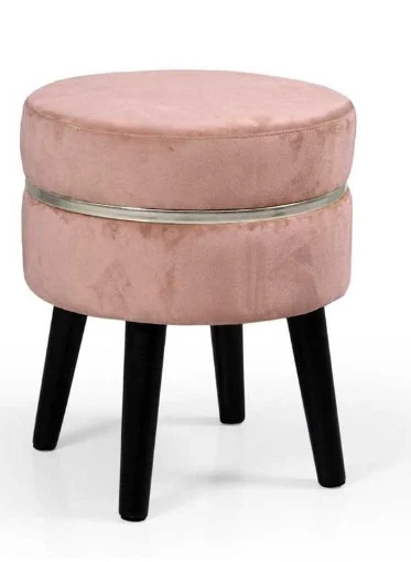 POUF CON SEDUTA IN VELLUTO E GAMBE NERE 35 X H40 CM COLORE ROSA - MAURY'S