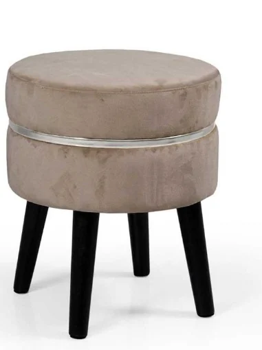 POUF CON SEDUTA IN VELLUTO E GAMBE NERE 35 X H40 CM COLORE TORTORA - MAURY'S