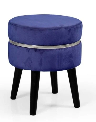 POUF CON SEDUTA IN VELLUTO E GAMBE NERE 35 X H40 CM COLORE BLU - MAURY'S