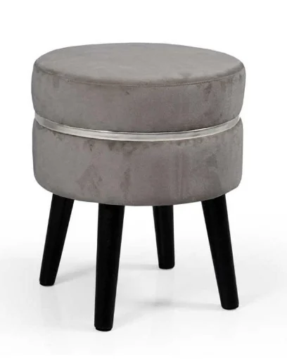 POUF CON SEDUTA IN VELLUTO E GAMBE NERE 35 X H40 CM COLORE GRIGIO SCURO - MAURY'S