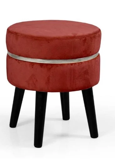 POUF CON SEDUTA IN VELLUTO E GAMBE NERE 35 X H40 CM COLORE BORDEAUX - MAURY'S