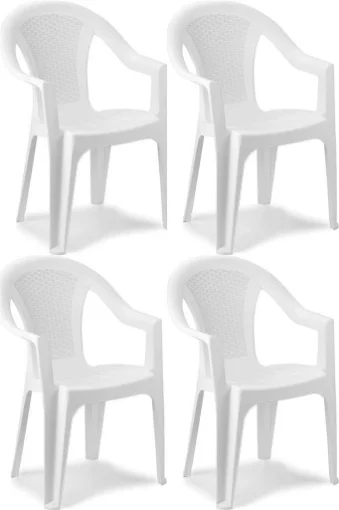 SET 4 SEDIE DA GIARDINO KORA IN POLIPROPILENE COLORE BIANCO 55 X 54 X 82 CM - IPAE PROGARDEN