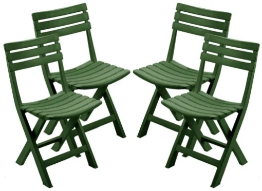 4 SEDIE BIRKI VERDI IN RESINA DA GIARDINO PIEGHEVOLI SALVASPAZIO MODELLO BIRRERIA - GDLC