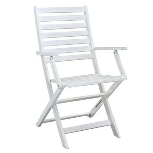 SEDIA A SDRAIO SERENA CON BRACCIOLI IN LEGNO DI ACACIA MASSICCIO COLORE BIANCO - MAURY'S
