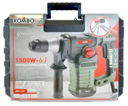 KOMBO MARTELLO TASSELLATORE IN VALIGETTA DA 1500 W CON 4 FUNZIONI - BRIXO
