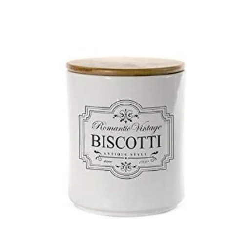 BISCOTTIERA VINTAGE IN CERAMICA CON TAPPO IN LEGNO 14 X 17 CM - BORMIOLI ROCCO