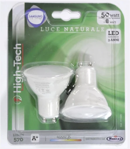 HIGH-TECH SET 2 FARETTI LED SAMSUNG GU10 8W LUCE NATURALE 4000K 560 LUMEN