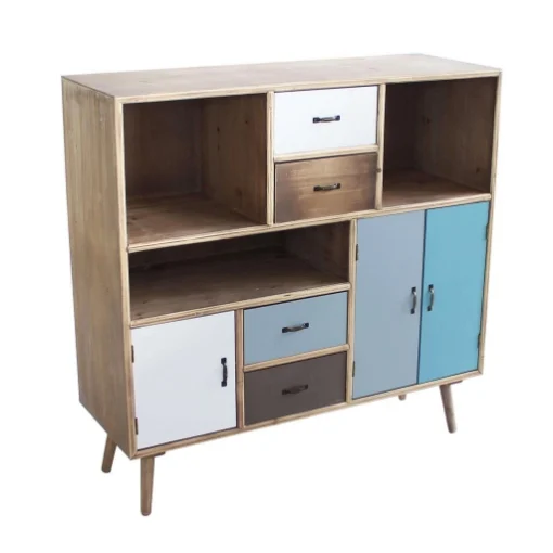 MOBILETTO KELOWNA CON 3 ANTE E 4 CASSETTI COLORATI 100 X 36,5 X 98,5 CM - MAURY'S