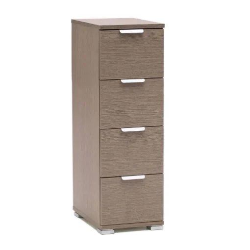 CASSETTIERA BASIC CON 4 CASSETTI IN LEGNO ROVERE GRIGIO 27 X 38 X H 85 CM - MAURY'S