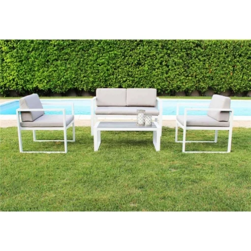 SALOTTO FORMENTERA IN ALLUMINIO VERNICIATO BIANCO - IPAE PROGARDEN
