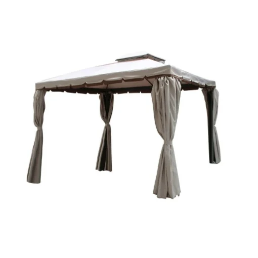 AULUS GAZEBO DA GIARDINO 3 X 3 MT IN ALLUMINIO COMPLETO DI PARETI LATERALI - GALILEO