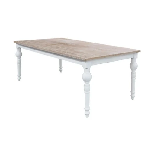 TAVOLO CROSS CON BASE BIANCA E STRUTTURA IN LEGNO NATURALE 200 X 100 X H75 CM - MAURY'S