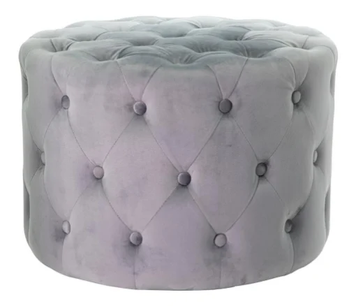 POUF IN VELLUTO CAMILLA DI COLORE GRIGIO SCURO 60 X H 42 CM EFFETTO TRAPUNTATO - MAURY'S