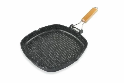 MARBLE STEAK BISTECCHIERA 28X28 IN ALLUMINIO PRESSOFUSO MANICO PIEGHEVOLE E FONDO A INDUZIONE - MA MAISON