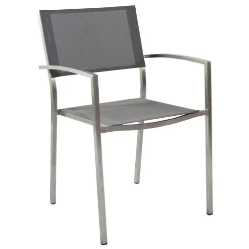 SEDIA FLORIDA IN ACCIAIO INOX E TEXTILENE IN COLORE GRIGIO - MAURY'S