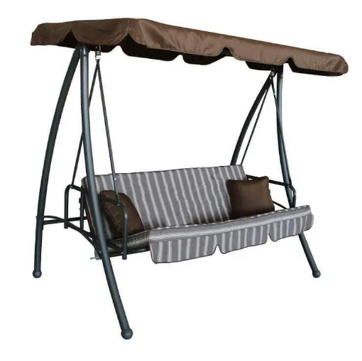 DONDOLO ANTIGUA CON CUSCINI STRUTTURA DI ACCIAIO E TELO MARRONE 208 X116XH168 CM - GDLC