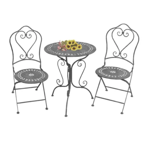 SET BISTROT JEANETTE STRUTTURA IN ACCIAIO IN COLORE BIANCO OSSIDATO - BRIXO
