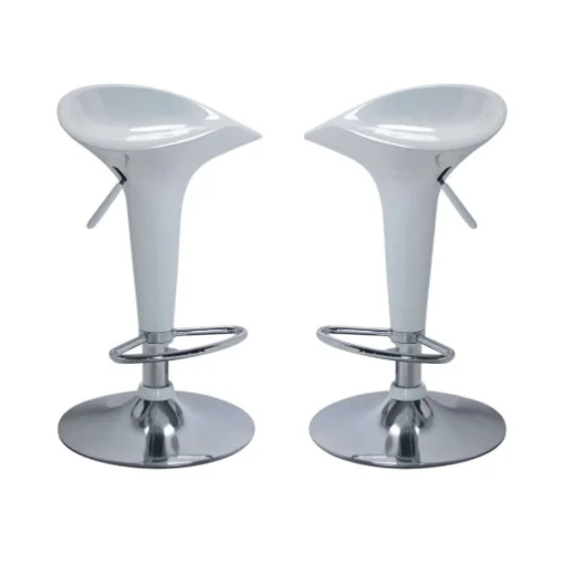 SGABELLO MODERNO DA BAR HARLAN IN METALLO DI COLORE BIANCO - GALILEO