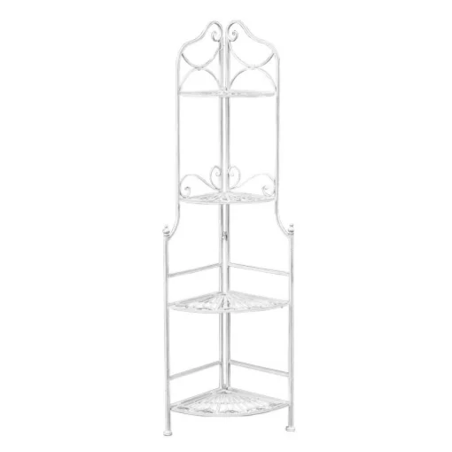 SCAFFALE PORTAVASI CHARLOTTE CON 4 PIANI IN COLORE BIANCO ANTICO - MAURY'S
