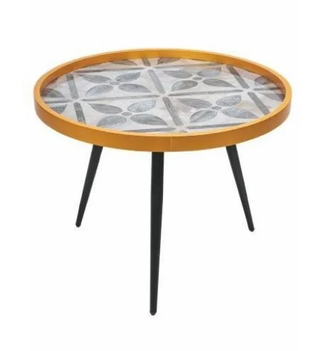 TAVOLINO TONDO IN LEGNO LACCATO 60 X 45 CM GREY FLOWER - IPAE PROGARDEN