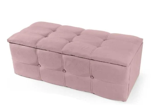 PANCA CONTENITORE EFFETTO TRAPUNTATO IN VELLUTO 95X40XH34 CM COLORE ROSA - MAURY'S