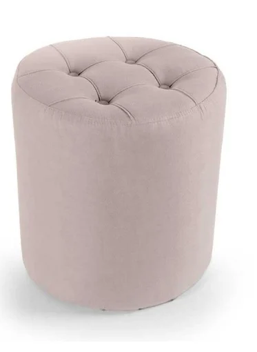 POUF IN VELLUTO CON EFFETTO TRAPUNTATO 40XH43 CM IN COLORE BEIGE - MAURY'S