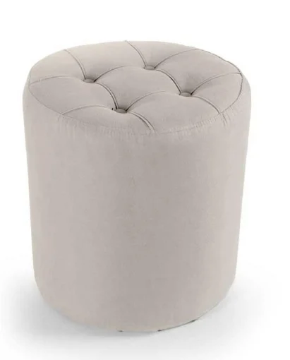 POUF IN VELLUTO CON EFFETTO TRAPUNTATO 40XH43 CM IN COLORE CREMA - MAURY'S