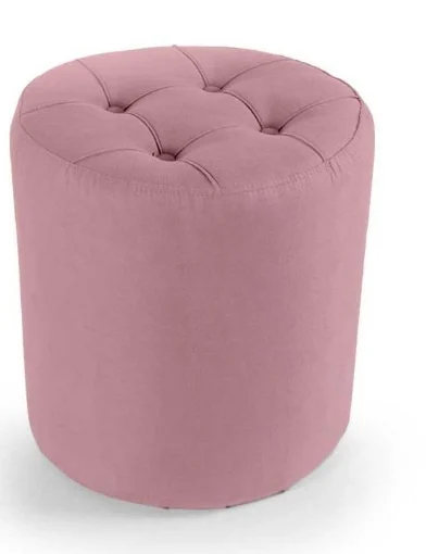 POUF IN VELLUTO CON EFFETTO TRAPUNTATO 40XH43 CM IN COLORE ROSA - MAURY'S