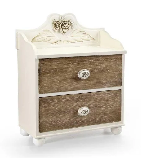 MOBILETTO PORTA OGGETTI BIANCO E MARRONE 30X19X25 CM - MAURY'S
