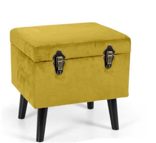 POUF CONTENITORE CON IMBOTTITURA IN VELLUTO 40 X 33 X H 40 CM COLORE GIALLO - MAURY'S