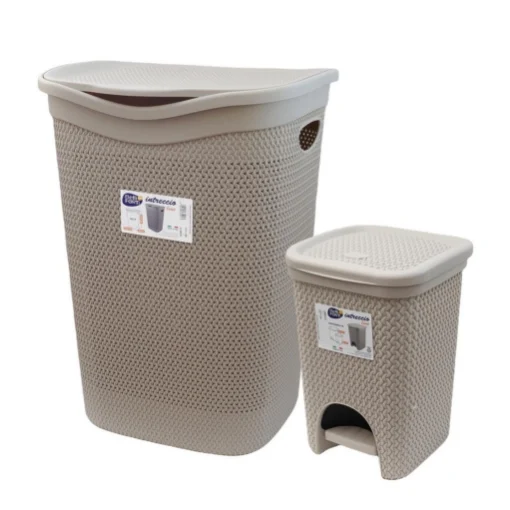 SET PORTA BIANCHERIA + PATTUMIERA CON PEDALE DA BAGNO TORTORA - MAURY'S