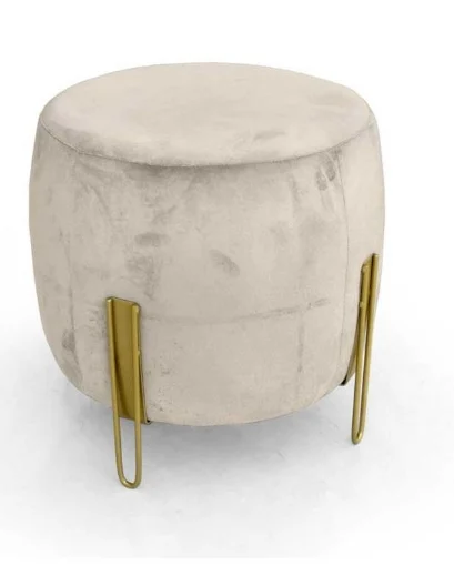 POUF DA ARREDO IN VELLUTO CON GAMBE IN METALLO ORO 45X45X45CM IN COLORE BEIGE - MAURY'S