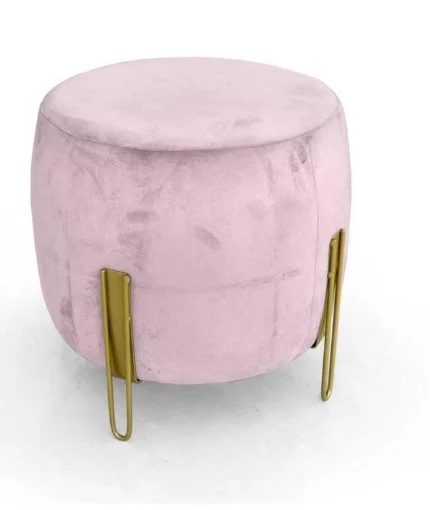 POUF DA ARREDO IN VELLUTO CON GAMBE IN METALLO ORO 45X45X45CM IN COLORE ROSA - MAURY'S