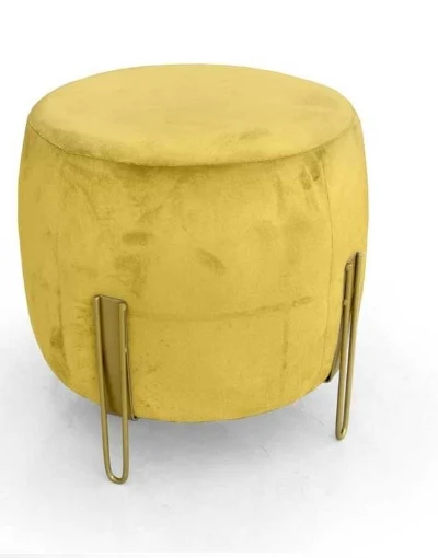 POUF DA ARREDO IN VELLUTO CON GAMBE IN METALLO ORO 45X45X45CM IN COLORE GIALLO - MAURY'S