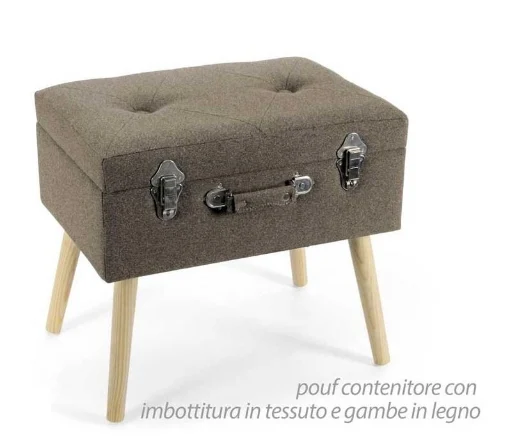 POUF CONTENITORE CON IMBOTTITURA IN VELLUTO 50 X 35 X H 46 CM COLORE TORTORA - MAURY'S