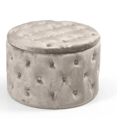 POUF CONTENITORE IN VELLUTO TRAPUNTATO 60 X 60 X H42 CM COLORE BEIGE - MAURY'S