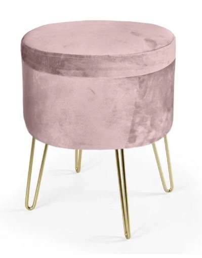 POUF CONTENITORE IN VELLUTO CON GAMBE ORO 38X38XH46 CM COLORE ROSA - MAURY'S