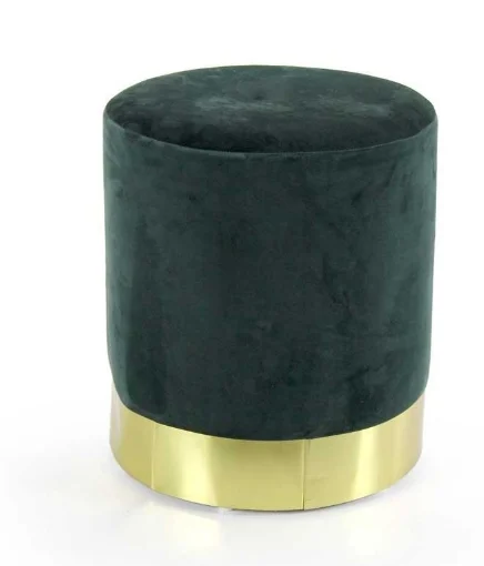 POUF IN VELLUTO CON BASE ORO 40 X H41 CM IN COLORE VERDE SCURO - MAURY'S