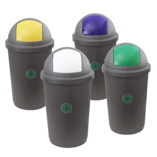 SET 4 PATTUMIERE BASCULANTI DA 70 LT PER RICICLO DI CARTA VETRO PLASTICA E MISTO - BAMA