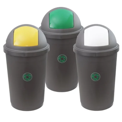 SET 3 PATTUMIERE BASCULANTI DA 70 LT PER RICICLO DI CARTA VETRO E PLASTICA - BELLI E FORTI