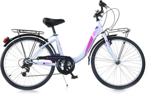 BICICLETTA VENERE DA 24" IN COLORE BIANCO E FUCSIA PER BAMBINA - DINO BIKES