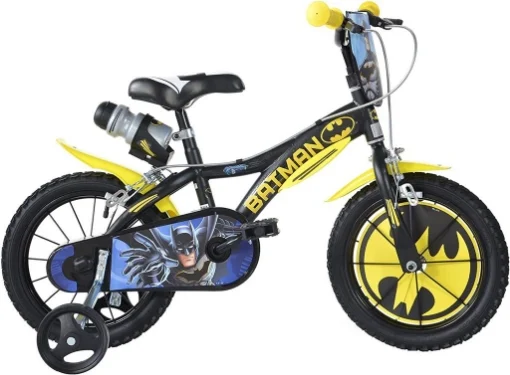 BICICLETTA DA BAMBINO DA 16 " CON MASCHERINA FRONTALE E BORRACCIA DI BATMAN - DINO BIKES