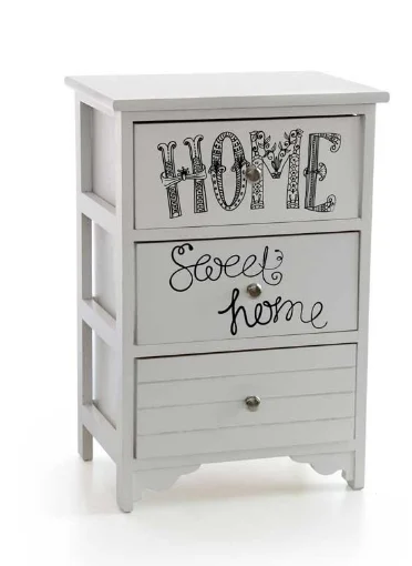 SWEETHOME CASSETTIERA DECORATA IN LEGNO 40X29XH58 CM IN COLORE BIANCO 3 CASSETTI - MAURY'S