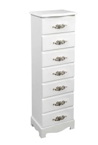 ROSE CASSETTIERA SLIM BIANCA A 6 CASSETTI CON DESIGN A ROSE 29 X 23 X H89 CM - MAURY'S
