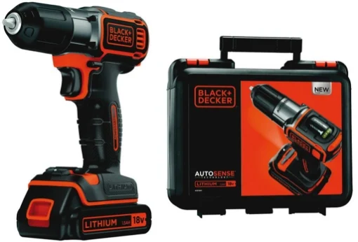 BLACK + DECKER TRAPANO AVVITATORE BATTERIA 18V LITIO TECNOLOGIA AUTOSENSE - HIGH-TECH