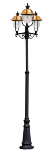 APOLLO LAMPIONE PALO IN ALLUMINIO 3 LUCI H 260 CM NERO RAMATO - GDLC