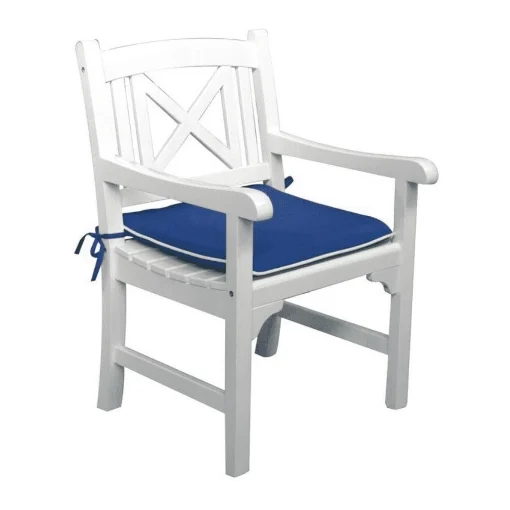 ALABAMA POLTRONA DA ESTERNO IN LEGNO BIANCO LACCATO CON CUSCINO BLU - MAURY'S